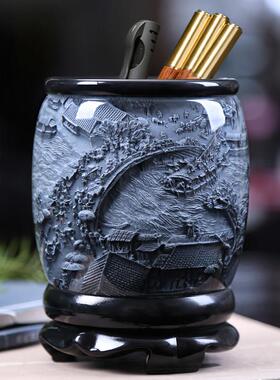 办公桌旋转笔筒轻奢高级感中国风创意办公室桌面摆件毕业礼物定制