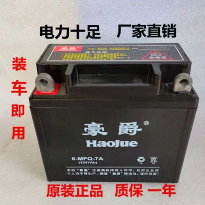 豪电瓶12v9a免维护干蓄电池125弯梁踏板车摩托通用干电池7ah