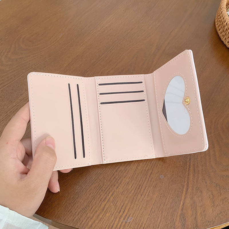 新款短款蝴蝶结可爱韩版小众钱包女士清新三折创意迷你卡包零钱夹