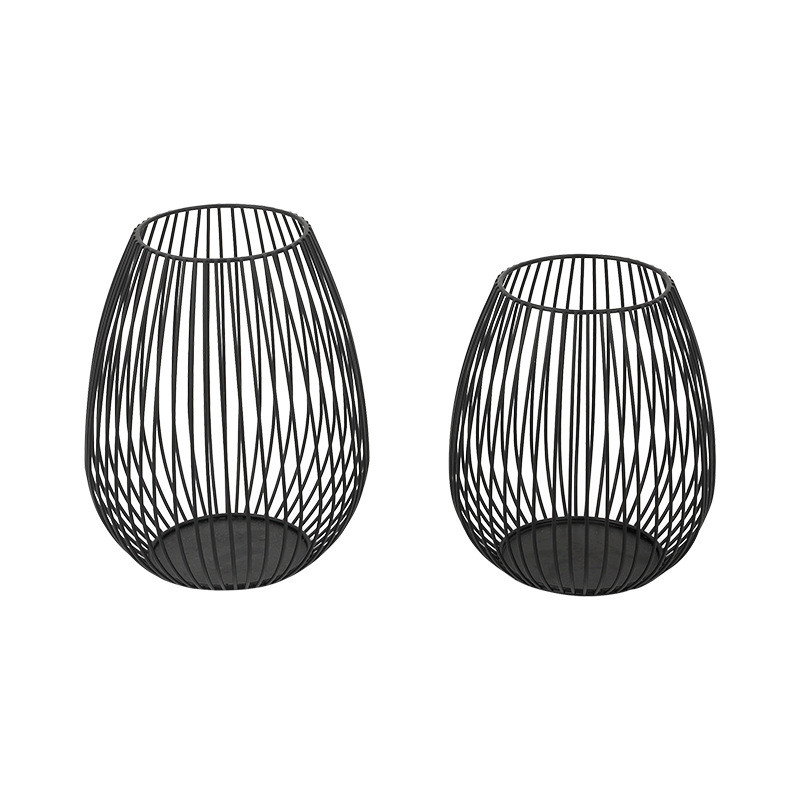 黑色复古金属铁艺铁线灯笼香薰烛台蜡烛工艺品摆件摆件饰品