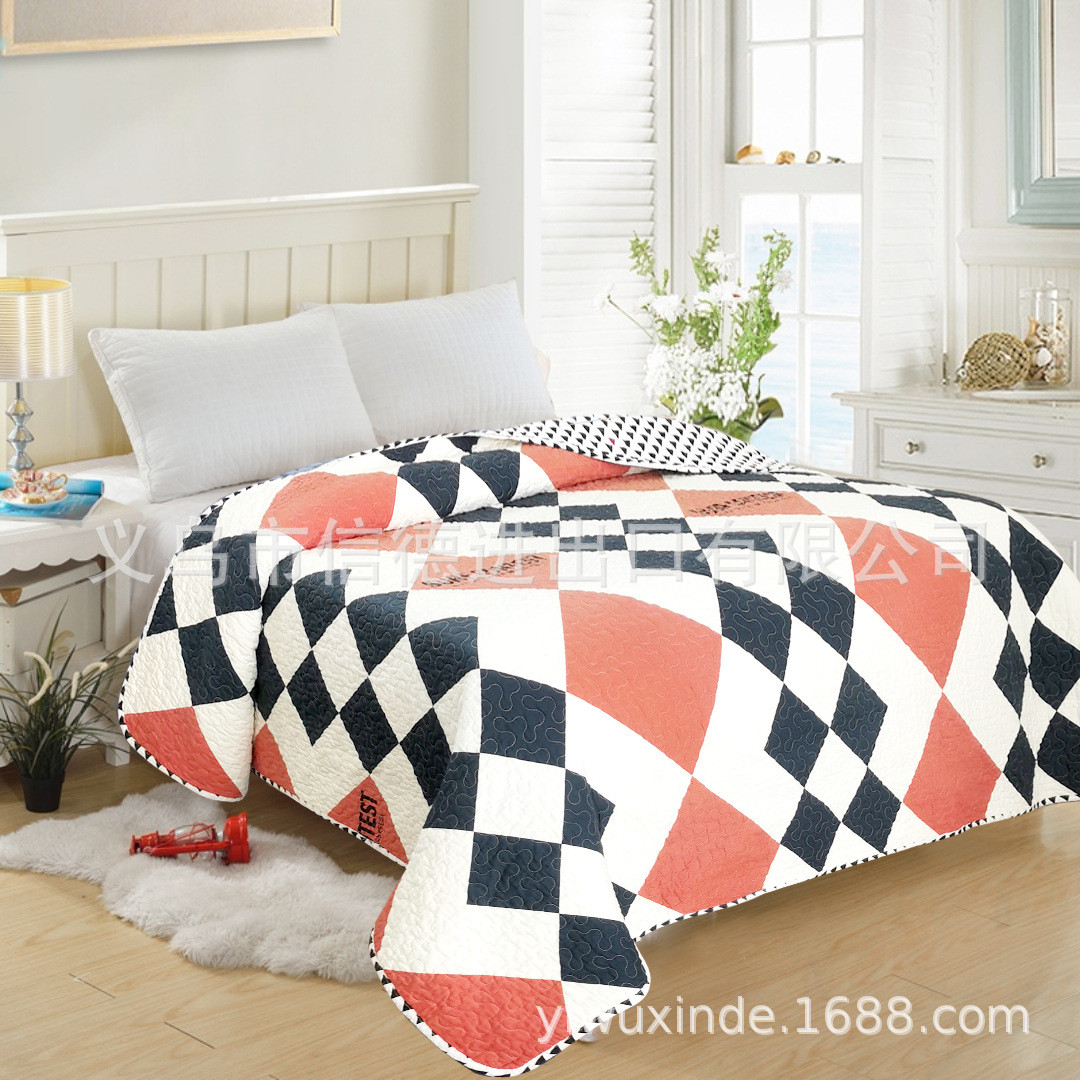 产地货源韩式水洗床盖清新田园绗缝空调被全棉斜纹床单