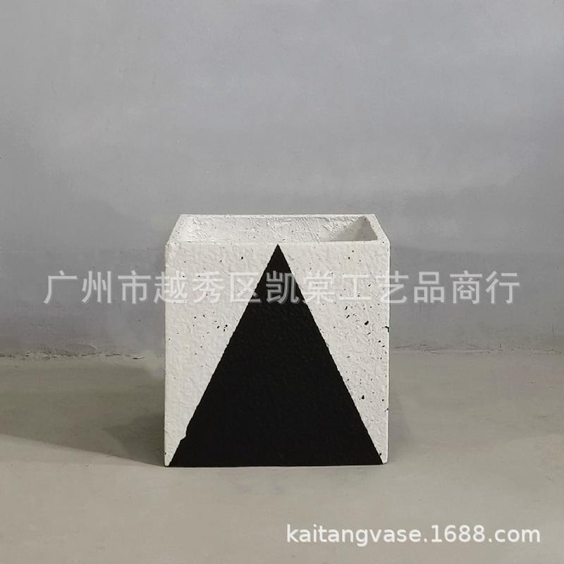 绿植喷砂玻璃钢落地圆形花盆样板间酒店商场软装展厅工程时尚摆件