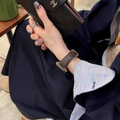 IAMYEE美洲鳄鱼皮质表带适用applewatch3456789SES7S8S9S10iwatch