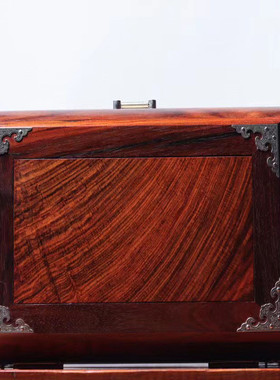 收纳箱酸枝首饰盒实木梳妆箱复古风中式结婚嫁妆首饰大红陪嫁镜箱