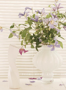 创意复古中古风灯笼造型法式玻璃花瓶艺术插花摆件客厅装饰花器