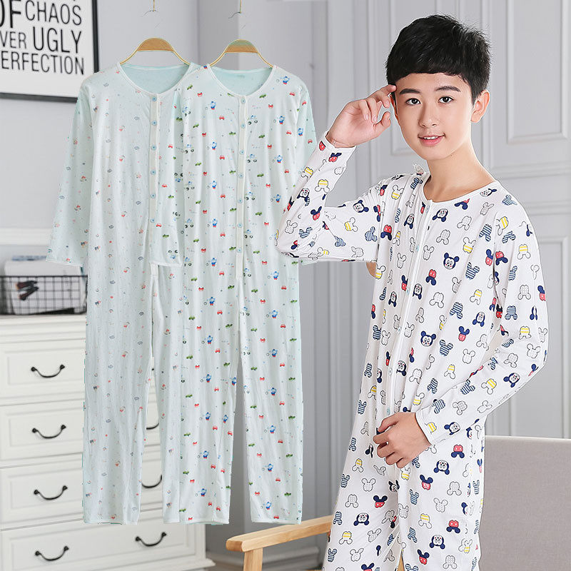 2117纯棉薄款连体服 男童大童如厕连体衣睡衣儿童夏薄款少年大码,童装/婴儿装/亲子装,家居服连体衣,淘宝优惠券,粉丝福利购,淘宝优惠卷