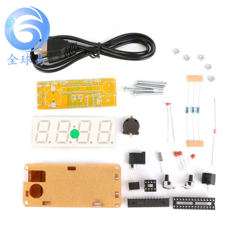 电子时钟制作套件DIY 0.8寸红/蓝/绿 四位LED数字单片机时钟散件