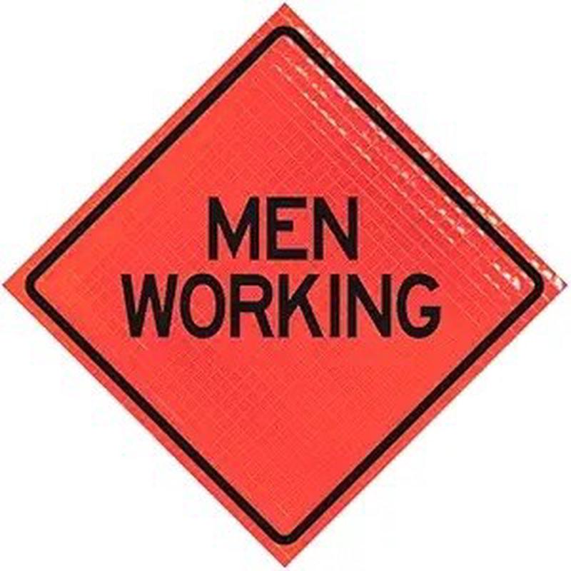 橙色网状临时交通控制卷起标志