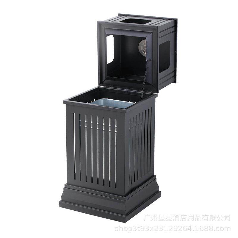 中式酒店垃圾桶带烟灰缸大理石不锈钢大厅口电梯大堂立式卫生桶箱