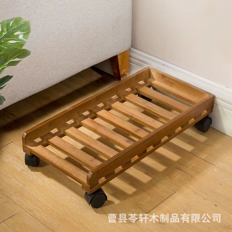 台式电脑主机置物架散热移动齿轮实木底座带刹车机箱托盘收纳架