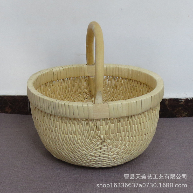 手提式编织风收纳篮柳编柳编筐小笆斗提篮垸子礼品篮子草编收纳筐