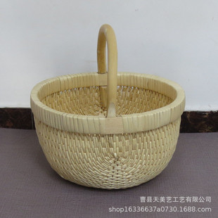 手提式编织风收纳篮柳编柳编筐小笆斗提篮垸子礼品篮子草编收纳筐
