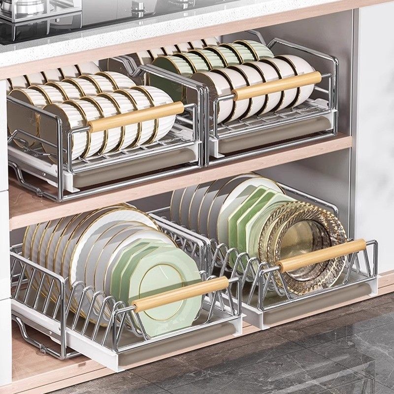 不锈钢碗碟收纳架厨房橱柜内置物架抽屉式拉篮抽拉碗盘柜沥水碗架,厨房/烹饪用具,碗架,淘宝优惠券,粉丝福利购,淘宝优惠卷