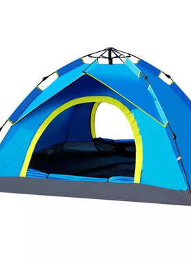 现货户外野营速开露营帐篷檐帐篷弹压式折叠帐篷3-4人家庭野餐挑
