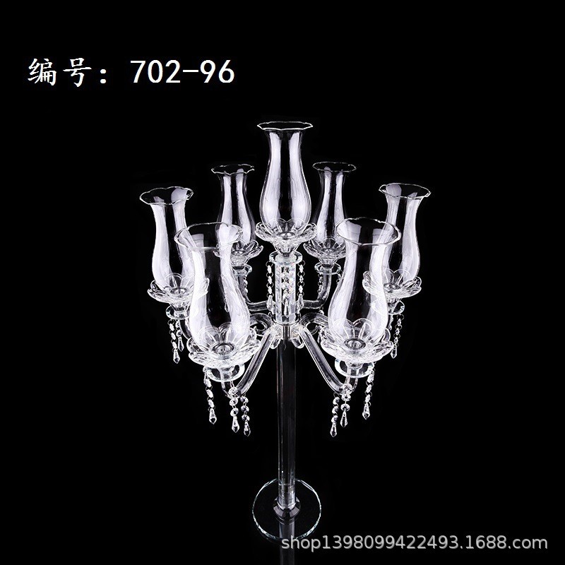 七头烛台水晶酥油灯创意工艺品欧式摆件现代蜡烛台引路婚庆道具