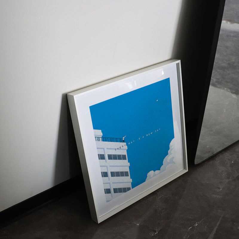 Every day is a new day极简装饰画红色建筑小众艺术客厅卧室挂画图片