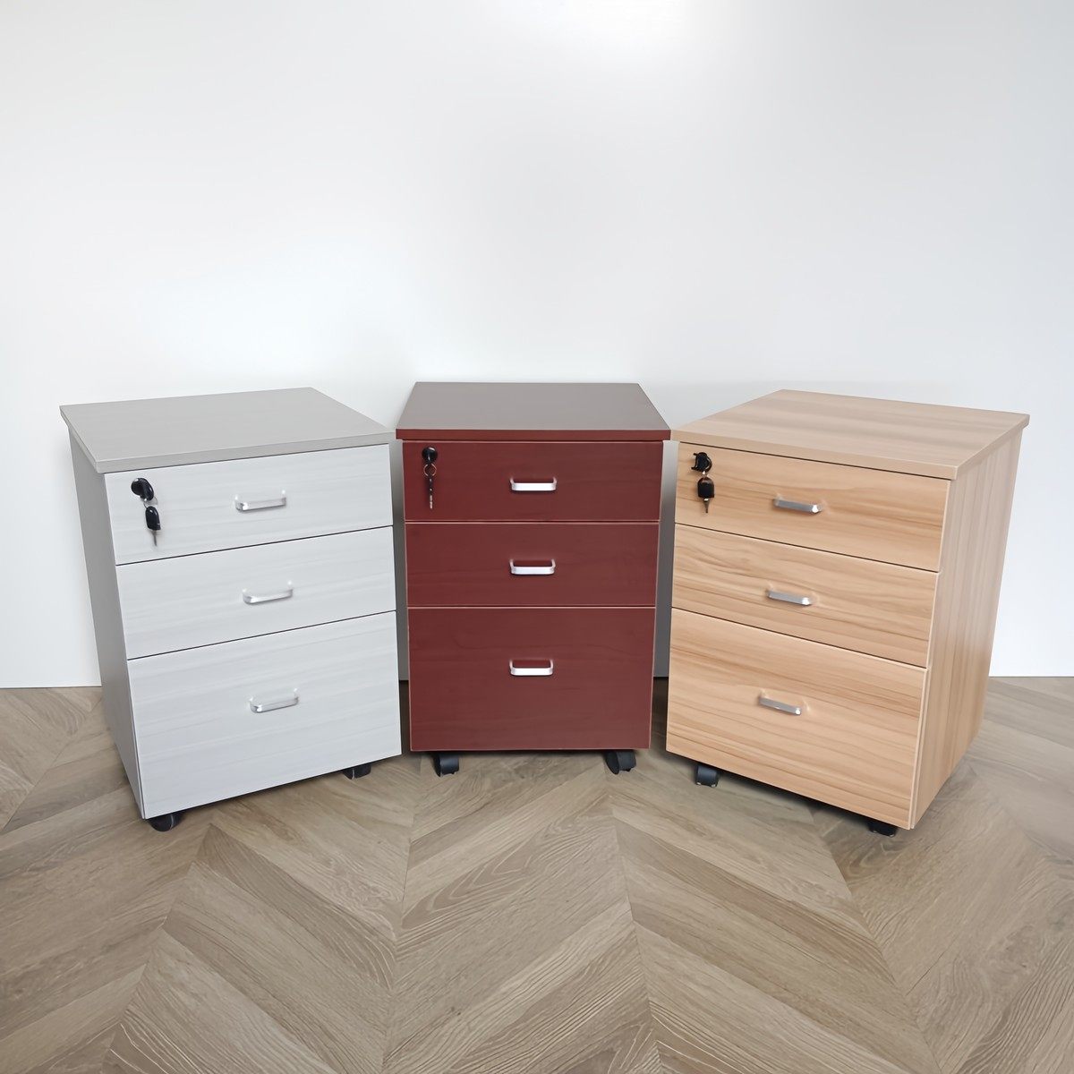 实木三抽移动柜带锁桌下柜资料办公储物床头柜文件保险抽屉小柜子,商业/办公家具,文件柜,淘宝优惠券,粉丝福利购,淘宝优惠卷