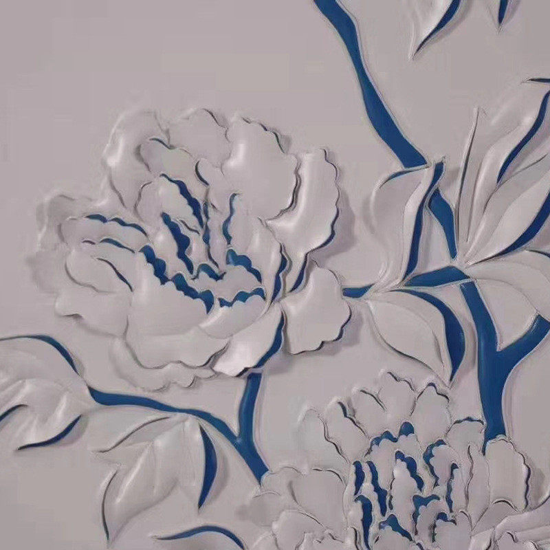 花硬包3d立体浮雕双色中式现代简约割电视背景墙浮雕硬包