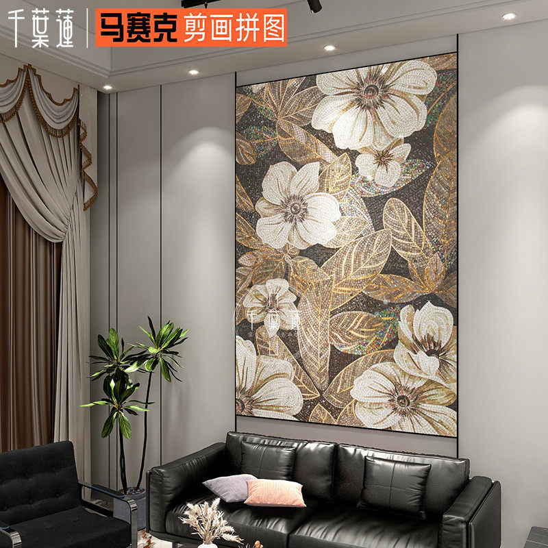 批发瓷砖背景墙玻璃冰玉马赛克剪画玄关客厅定制卫生间浴室墙贴