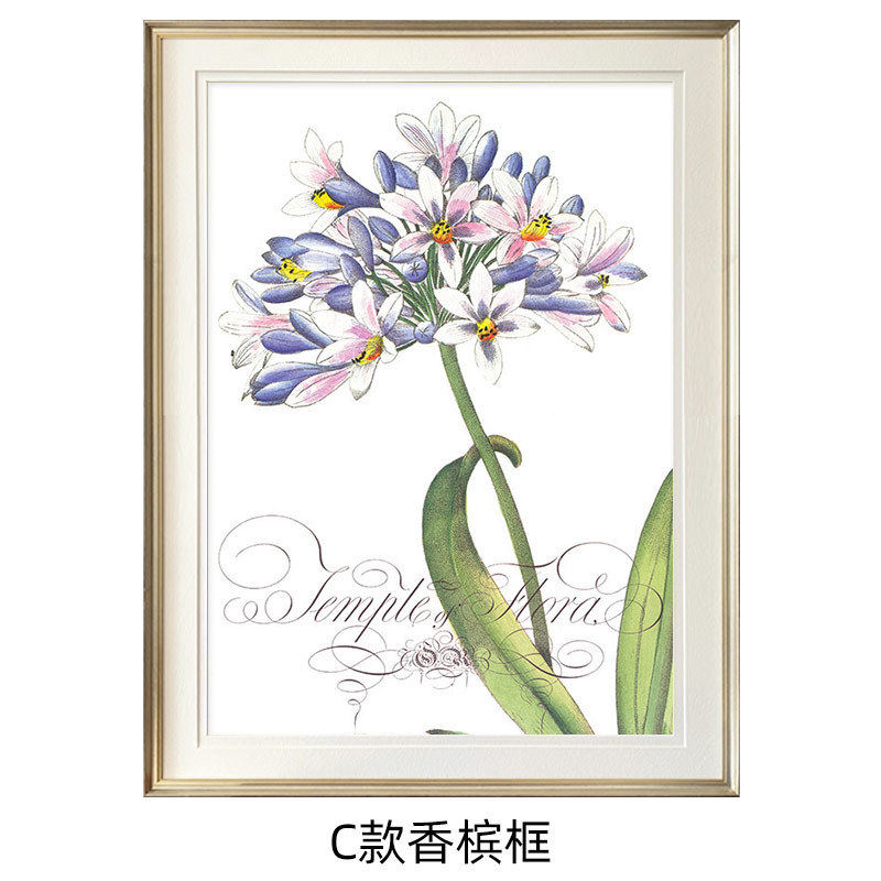 美式现代田园挂画客厅背景墙卧室装饰画简美简欧植物画面百合壁画