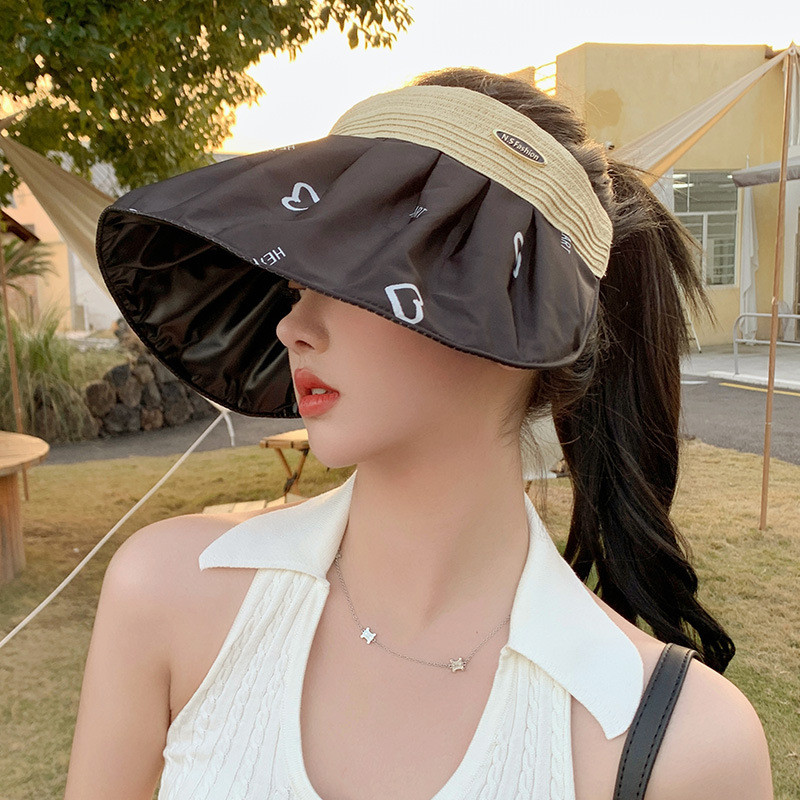 黑胶防晒帽女防紫外线遮阳帽骑车空顶太阳帽子夏季贝壳帽女士轻薄