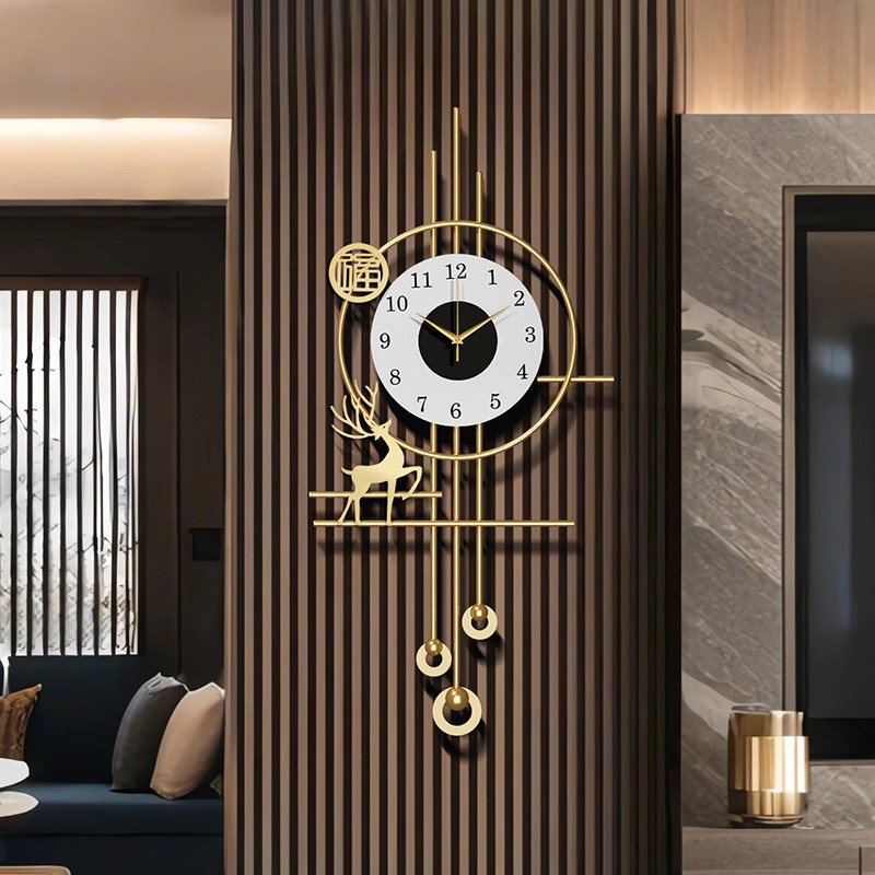 2025新款创意挂钟轻奢高档钟表静音钟表栅格挂钟现代家用高端钟表
