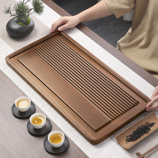 功夫茶托盘日式 批发竹制茶盘家用排水式 茶台干泡盘单层排水茶台