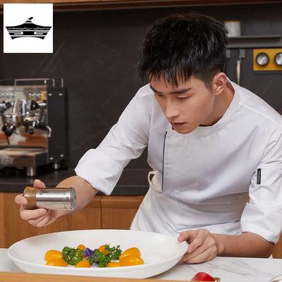 高档厨师工作服七分袖男夏季餐饮酒店饭店餐厅后厨房中袖服装定制