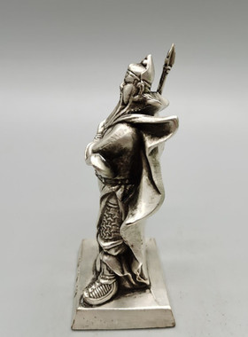 仿古白忠义护车神关公车内摆件工艺品合金铜色关公家居古玩摆设