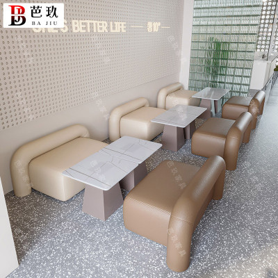 甜品店烘焙店咖啡厅卡座沙发书吧休息区售楼处洽谈奶茶店桌椅组合