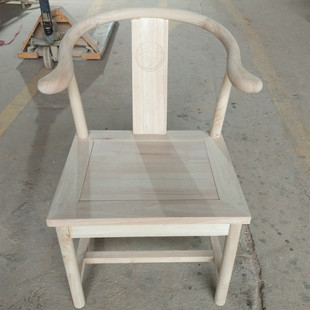 新中式休闲椅白胚实木茶台酒店白茬椅餐厅客厅茶馆饭馆围椅子白坯