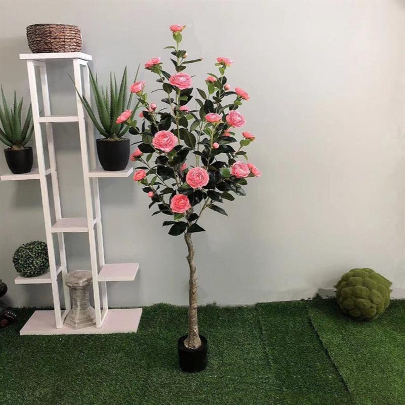 仿真玫瑰花树假树绿植橱窗家居客厅商场店铺月季酒店餐厅装饰摆件