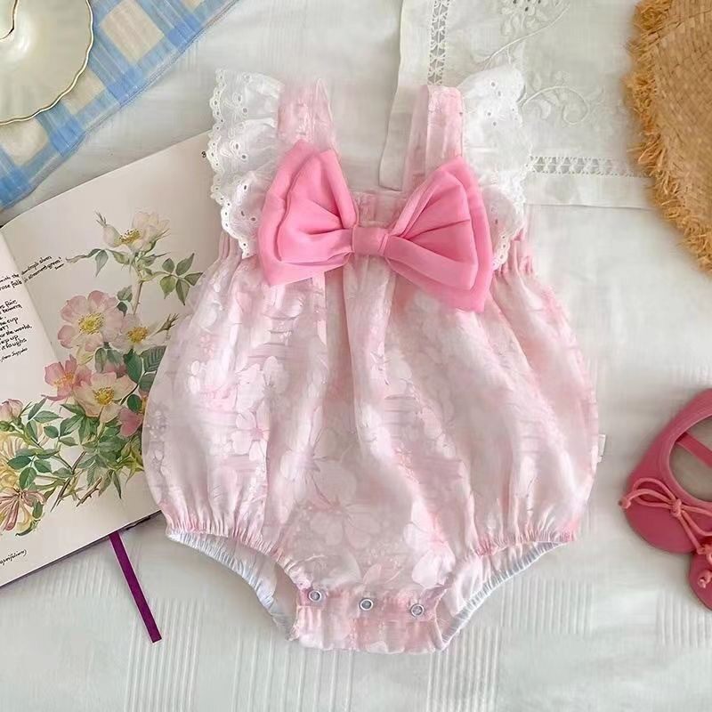 婴儿夏季衣服可爱连体衣新生儿吊带包屁哈洋气衣女宝宝外出爬爬服