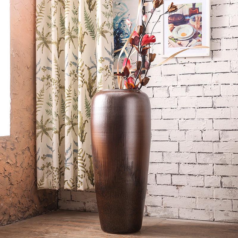 新中式酒店会所样板房落地大号组合陶瓷花瓶干支陶罐饰品软装摆件