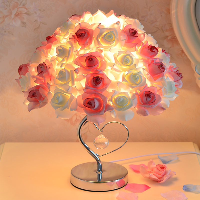批发造型台灯少女心led房间摆件台灯灯led小夜灯仿真玫瑰花造型树