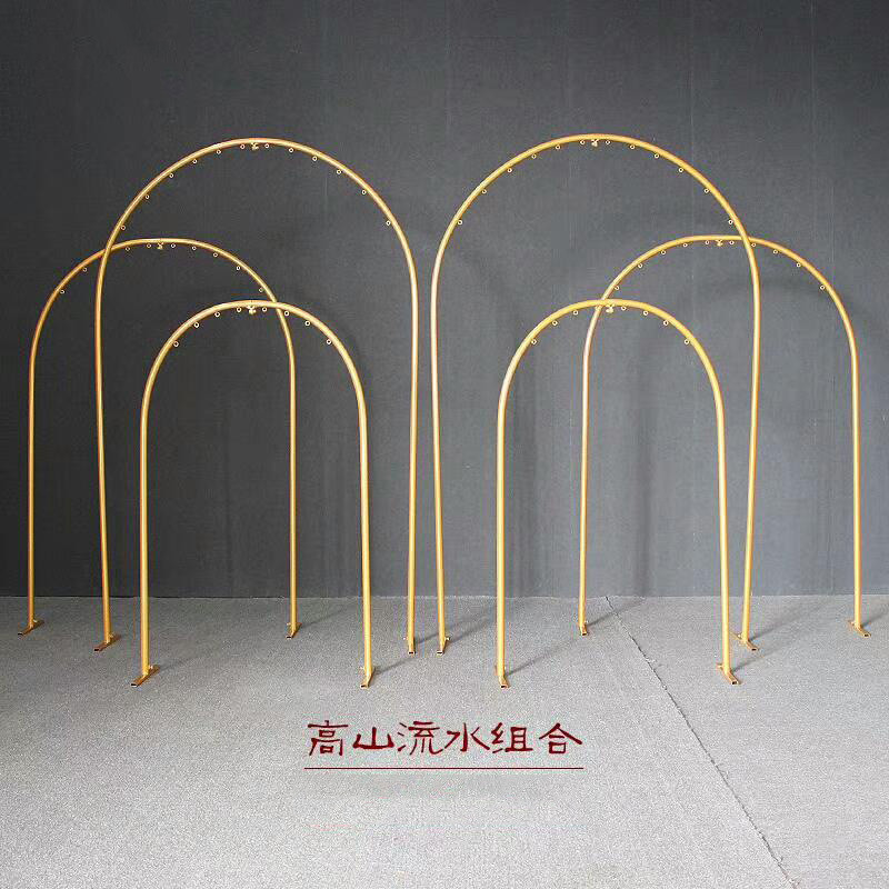 新款婚庆道具路引铁艺摆件t台婚礼高山流水拱门装饰拱形珠帘门