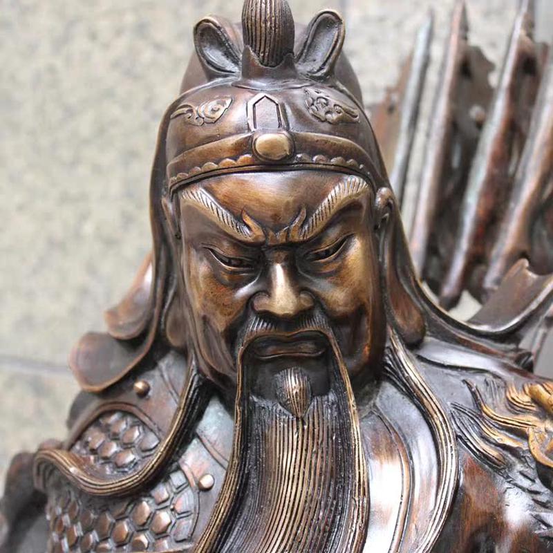铜关公摆件九龙关公铜像1米武财神礼品特大号金属工艺品
