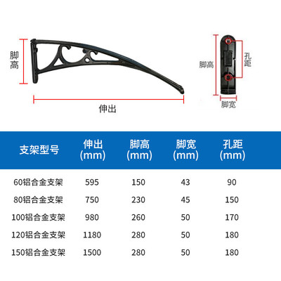 铝合金雨棚支架别墅窗户天台遮阳挡雨蓬阳台静音耐力板阳光蓬新品