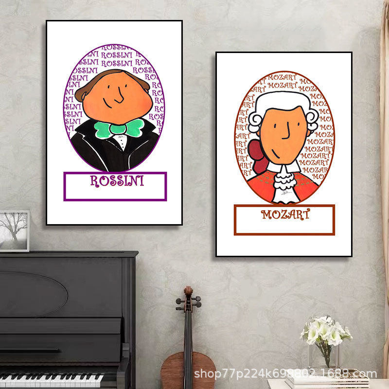 音乐家装饰画钢琴上方挂画琴房音乐教室培训班古典作曲家名人壁画,家居饰品,现代装饰画,淘宝优惠券,粉丝福利购,淘宝优惠卷