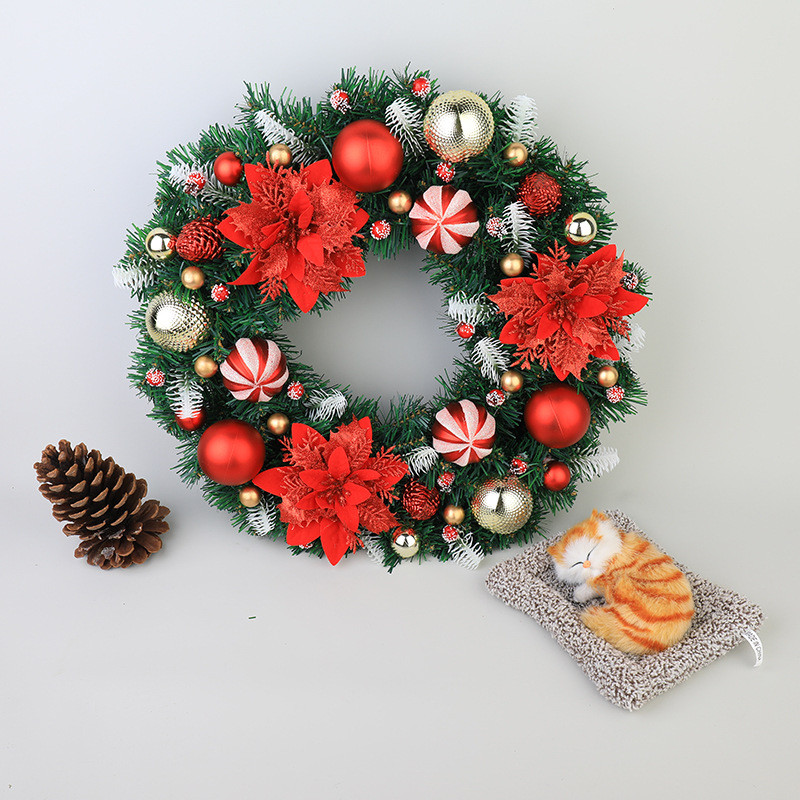 新款圣诞节圣诞节装饰花环手工跨进花圈门挂橱窗道具布置装饰批发