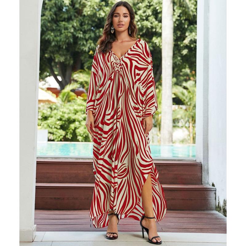 沙滩罩衫人棉印花手工编织度假宽松（8760长袍23色 y