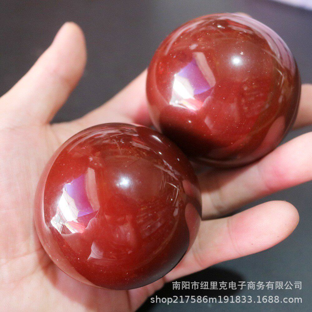 健身球玉石手球老年球手转球老人按摩手球玉红玛瑙球太极球