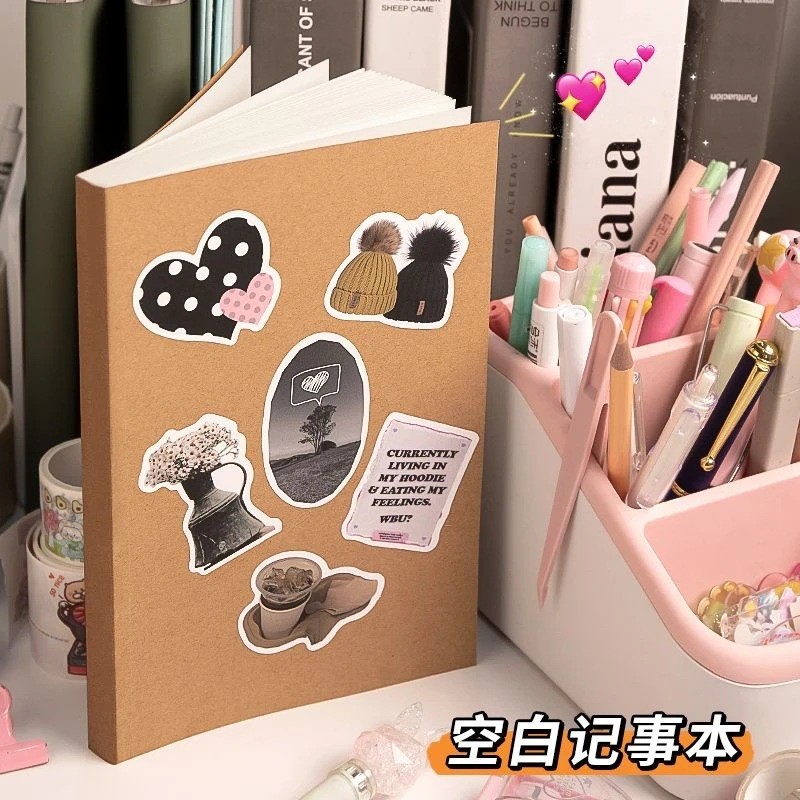 【包邮】184张复古牛皮纸笔记本空白本子超厚白纸草稿本学生专用