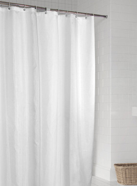 纯白色酒店防水浴帘卫生间淋浴隔断帘浴帘套装免打孔加厚防霉挂帘