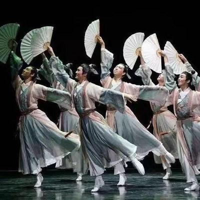 纸扇书生舞蹈服上春山荷花奖古典舞演出服儿童书童国学汉服表演服
