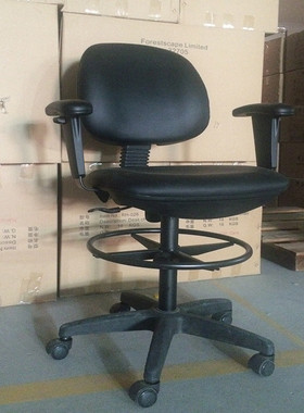 外贸可升降旋转吧椅带吧圈麻绒布西皮面料定制吧椅职员椅加工