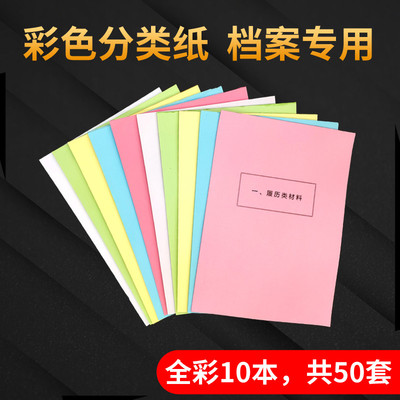 50套彩色干部档案分类纸分页纸 人事档案专用索引纸 10大类隔页纸
