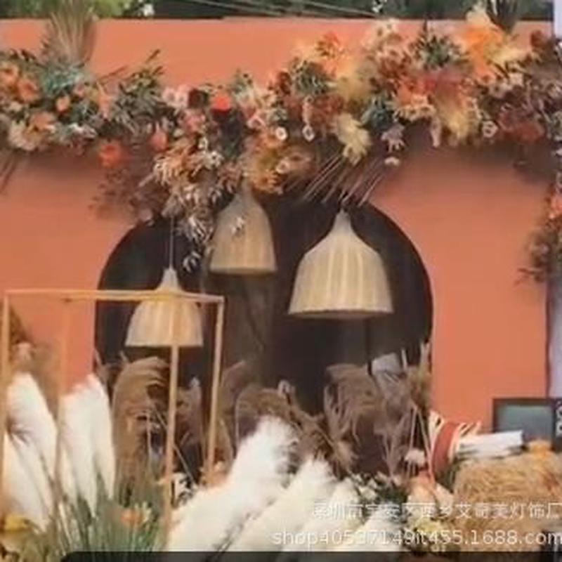 婚庆藤编吊灯中式复古风格婚庆装饰 场景布置橱窗装饰吊灯