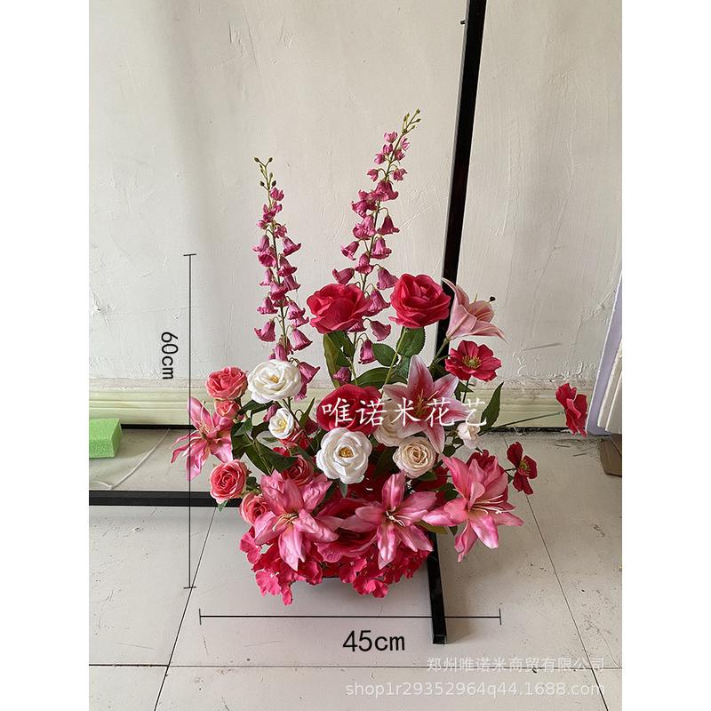 小众新中式红色花艺婚房装饰氛围感结婚布置订婚宴kt板背景挂花材