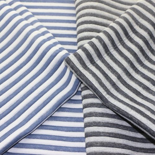 涤棉女装夹克童装针织纬编色织绗缝大提花彩条3d夹丝布空气层面料